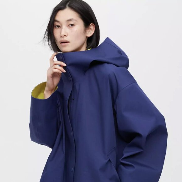 Uniqlo x MARNI Blocktech Oversized Half Coat Blue Medium Raincoat NWT - Picture 4 of 5